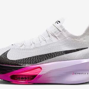 Nike Women's Alphafly 3 White and Pink Athletic Shoes